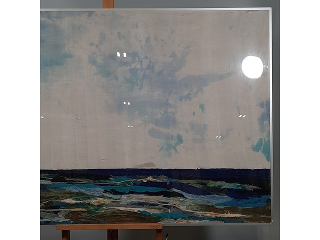 Kunstwerk, zijde collage, maya wildevuur, noordzee - afbeelding 4 van  8