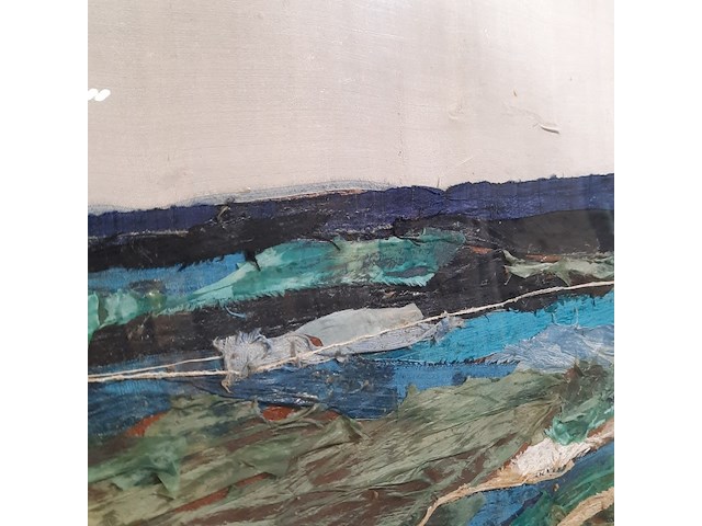 Kunstwerk, zijde collage, maya wildevuur, noordzee - afbeelding 5 van  8