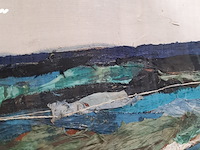 Kunstwerk, zijde collage, maya wildevuur, noordzee - afbeelding 5 van  8