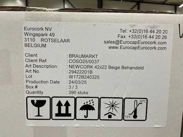 (kurk) newcork 42x22 beige behandeld (390x) - afbeelding 3 van  3