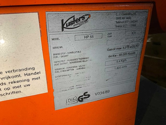 Kusters hp 55 heater - afbeelding 4 van  5