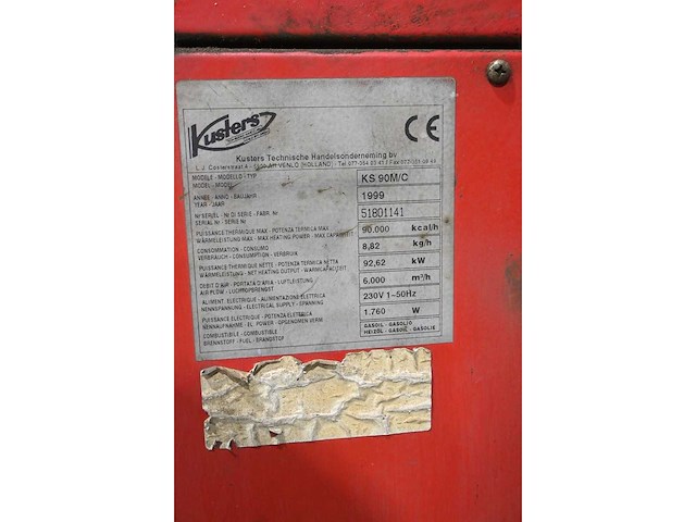 Kusters ks 90 m/c industriële mobiele diesel heater - afbeelding 3 van  6