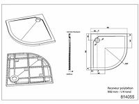 Kwartronde douchebakwit préfixe / slim, kwartronde douchebak, wit - afbeelding 2 van  6