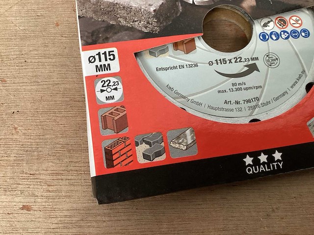Kwb 796170 slijpschijf 115mm voor steen en beton (118x) - afbeelding 3 van  4