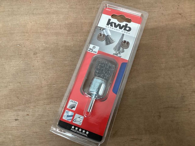 Kwb staalborstel 25 mm, op stift (33x) - afbeelding 1 van  3