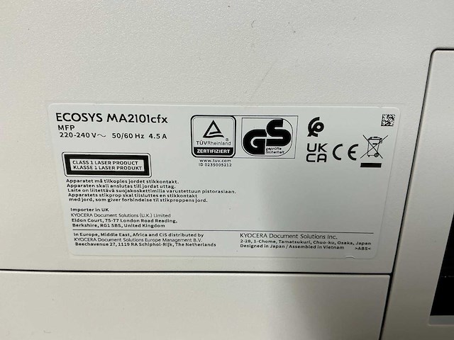 Kyocera ecosys ma2101cfx overige printers en copiers - afbeelding 11 van  11