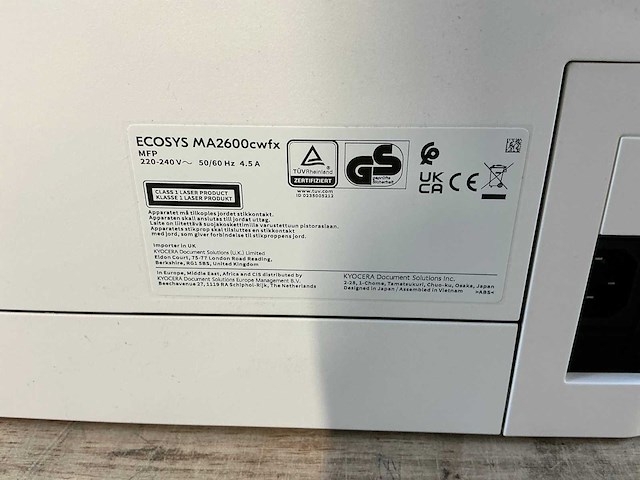 Kyocera ecosys ma2600cwfx overige printers en copiers - afbeelding 10 van  10