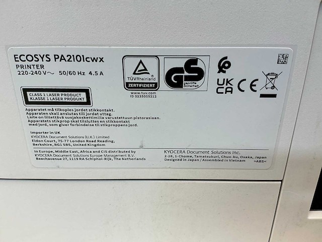 Kyocera ecosys pa2101cwx overige printers en copiers - afbeelding 5 van  5