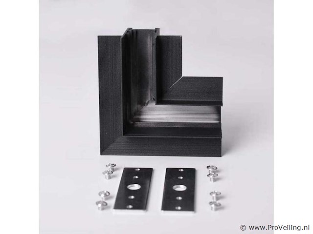L-connector voor inbouw magnetische rails 20 mm - horizontaal (x4) - afbeelding 4 van  4