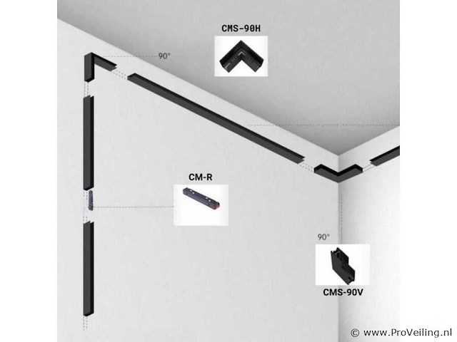 L-connector voor uitsteekmagnetische rails 20 mm - horizontaal (x4) - afbeelding 3 van  4