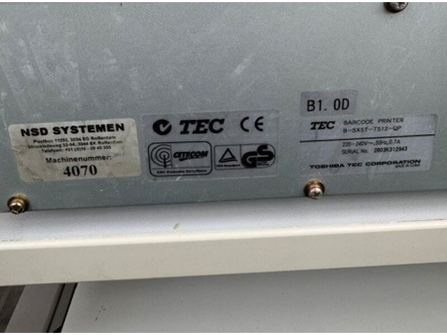 Labelprinter stickers op rol tec/toshiba, sx5, grijs, bouwjaar 2012 - afbeelding 5 van  5