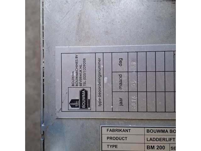 Ladderlift, bouwma, bm200, 2016 - afbeelding 31 van  31