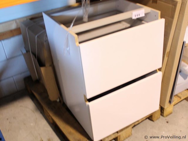 Ladekast / onderkast keuken 60 cm – hoogglans wit - afbeelding 2 van  4