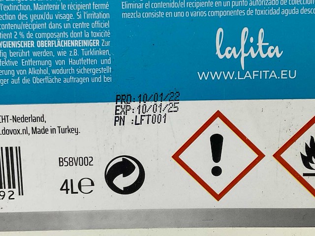 Lafita lemon fresh professionele oppervlakte reiniger 4 liter (144x) - afbeelding 6 van  6