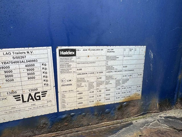 Lag trailer n.v 0-3-39 lt2 container oplegger - afbeelding 8 van  8