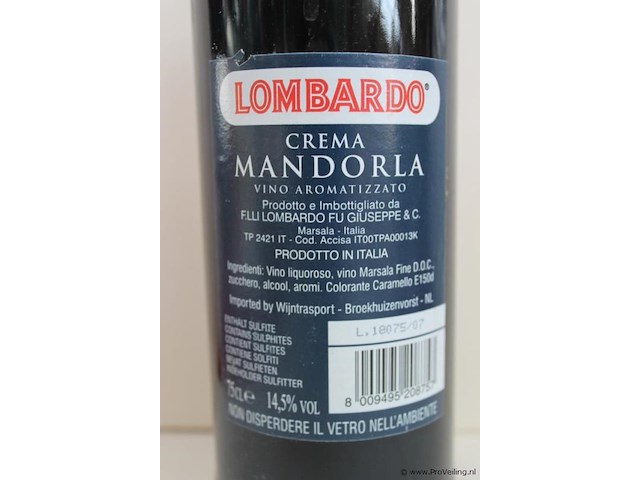Lambardo crema mandoria rode wijn - 75 cl - winkelverkoopprijs € 8.79 - afbeelding 3 van  3