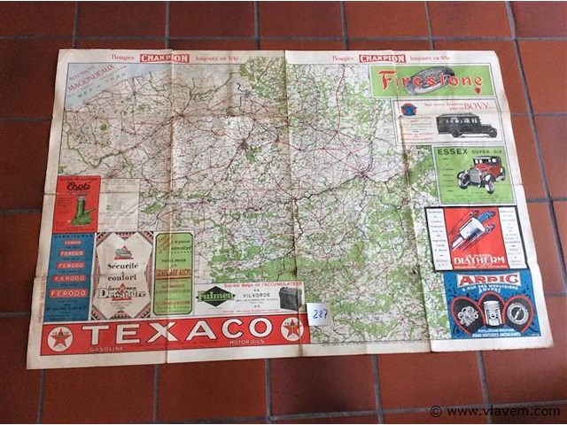 Landkaart belgië / luxemburg 1928 texaco - afbeelding 1 van  6