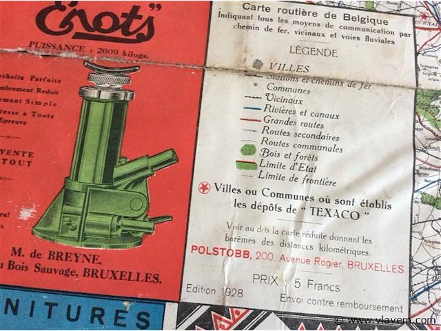Landkaart belgië / luxemburg 1928 texaco - afbeelding 2 van  6