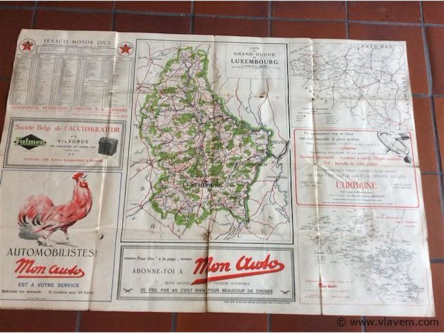 Landkaart belgië / luxemburg 1928 texaco - afbeelding 4 van  6