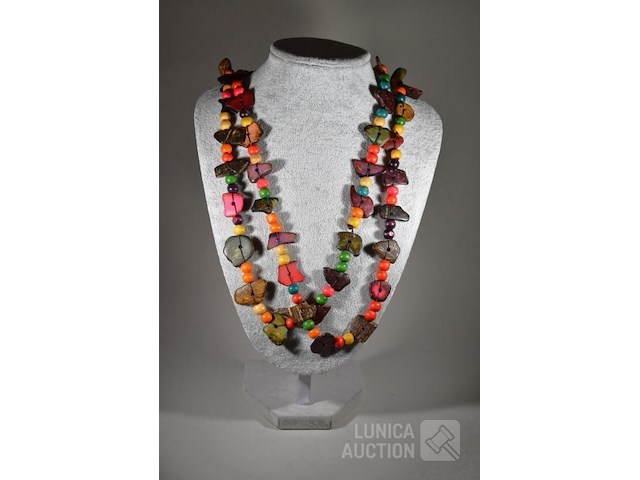 Lange houten halsketting - afbeelding 1 van  4