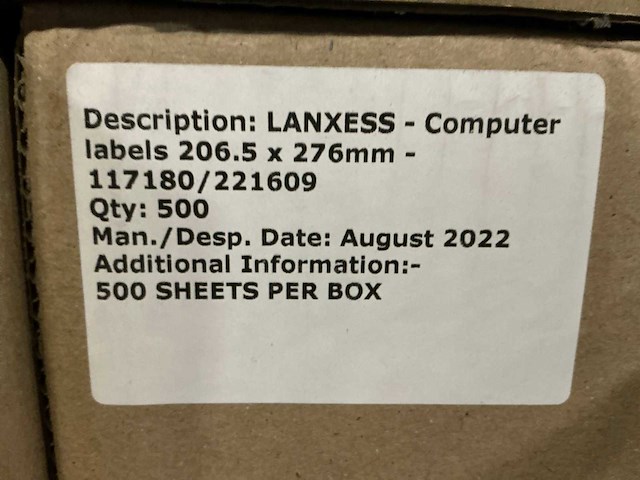Lanxess 206.5x276mm computer label (160x) - afbeelding 4 van  7