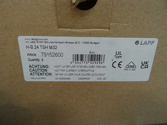 Lapp - h-b 24 tsh m32 - connector behuizing (5x) - afbeelding 2 van  2