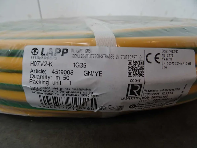 Lapp - h07v2-k 1g35 gn/ye - montagedraad 50 mtr - afbeelding 2 van  2