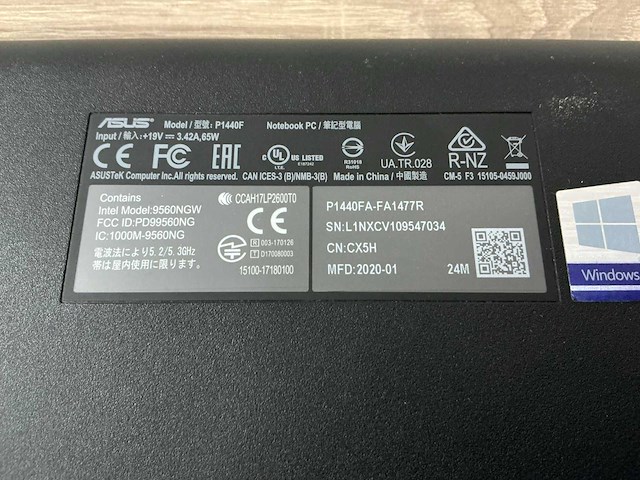 Laptop - asustek computer inc. - asuspro p1440fac_p1440fa - afbeelding 4 van  6