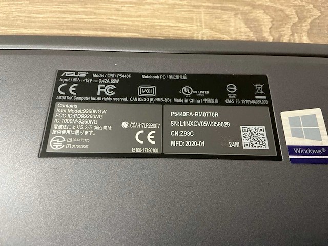 Laptop - asustek computer inc. - asuspro p5440fa_p5440fa - afbeelding 7 van  7