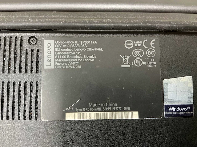 Laptop - lenovo - 20rd004hmh - afbeelding 4 van  4