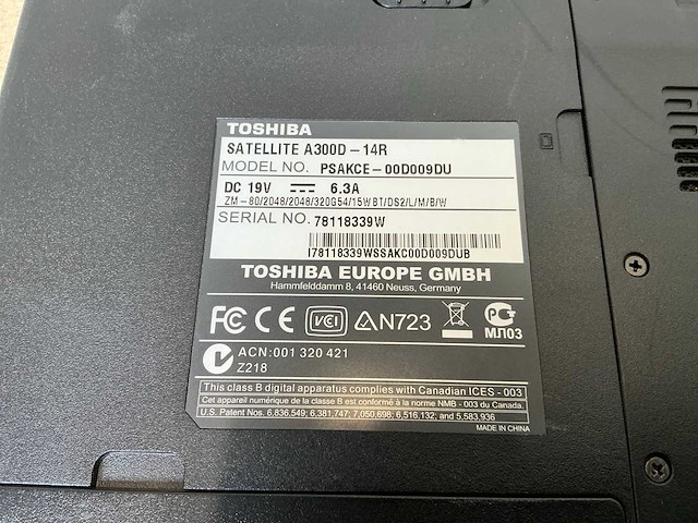 Laptop - toshiba - satellite a300d - afbeelding 7 van  7