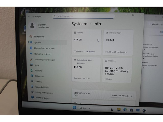 Laptop lenovo thinkbook 14 g2 itl. opslag 477 gb. geinstalleerd werkgeheugen 16 gb. 11th gen intel core i7-... - afbeelding 2 van  5