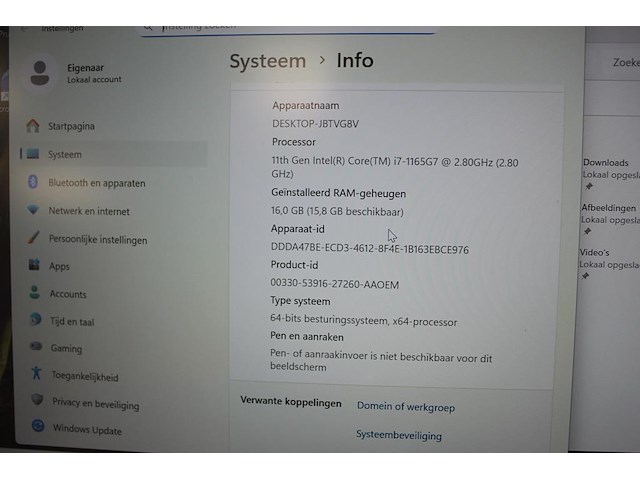 Laptop lenovo thinkbook 14 g2 itl. opslag 477 gb. geinstalleerd werkgeheugen 16 gb. 11th gen intel core i7-... - afbeelding 3 van  5