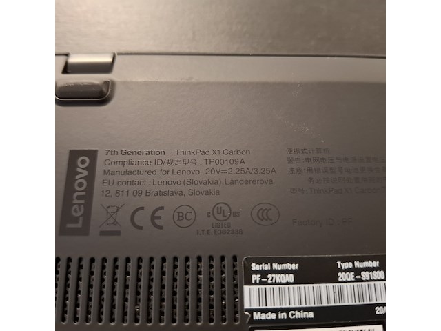 Laptop lenovo, thinkpad x1 carbon, core i5 vpro 8th gen, - afbeelding 6 van  7