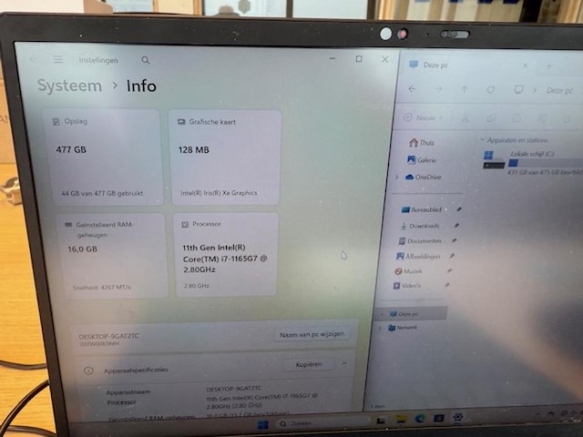 Laptop lenovo thinkpad x1 met 500 gb harde schijf, 128 mb grafische kaart, 16 gb intern geheugen, 11e gener... - afbeelding 3 van  4