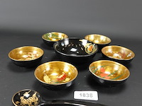 Laqué oosterse pindaset met lepel - afbeelding 1 van  5