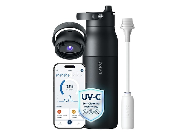 Larq purevis 2 waterfles 1000 ml roestvrijstaal zwart - afbeelding 1 van  4