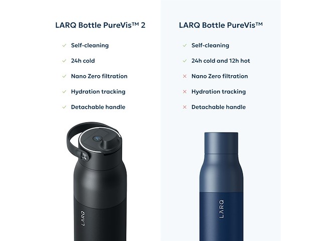 Larq purevis 2 waterfles 1000 ml roestvrijstaal zwart - afbeelding 2 van  4