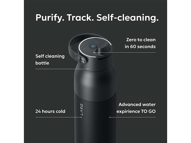 Larq purevis 2 waterfles 1000 ml roestvrijstaal zwart - afbeelding 3 van  4