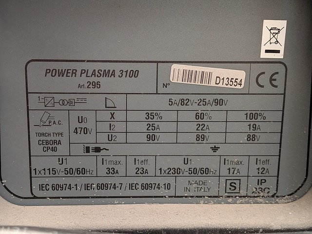 Lasapparaat cebora, power plasma 3100 - afbeelding 14 van  14