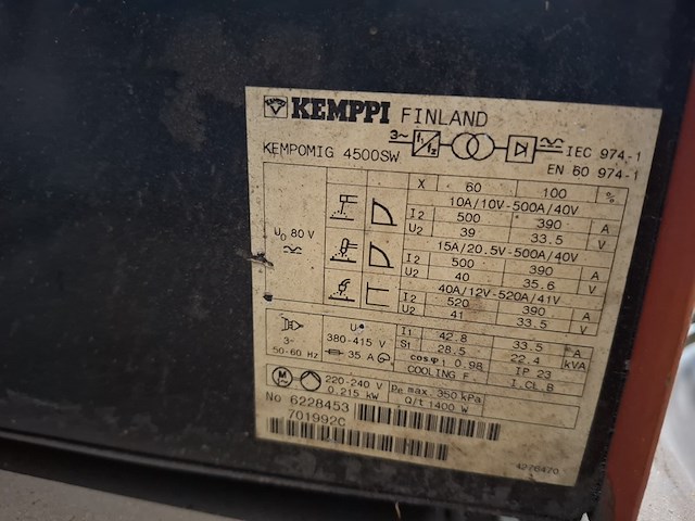 Lasapparaat kemppi, kempo mig 4500sw/fu20 - afbeelding 4 van  14