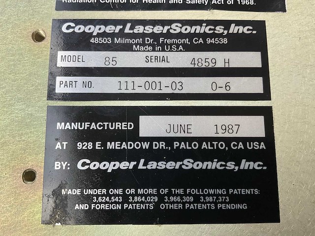 Laser 1987 cooper lasersonics 85 ion-laser - afbeelding 7 van  7