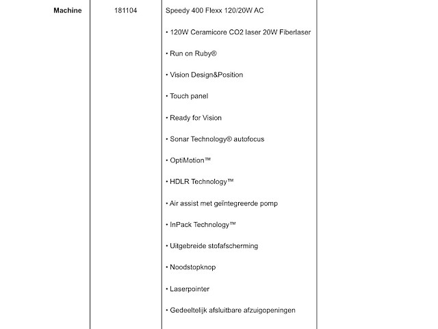 Laser-snijmachine trotec speedy 400 flexx 120/20w ac met trotec atmos duo plus f9 230 compressor met 2x 320... - afbeelding 6 van  15