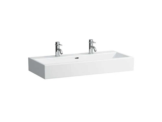 Laufen living dubbele wastafel met 2 kraangaten (2x) - afbeelding 1 van  13