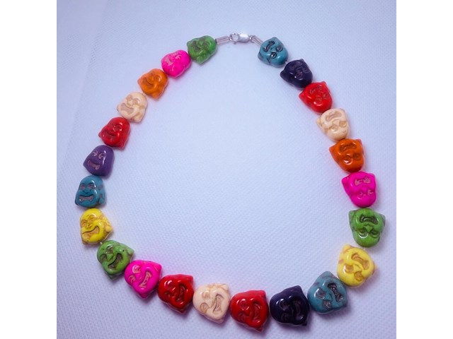 Laughing buddha zilver met turquoise stenen ketting/collier - afbeelding 1 van  1