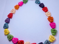 Laughing buddha zilver met turquoise stenen ketting/collier - afbeelding 1 van  1