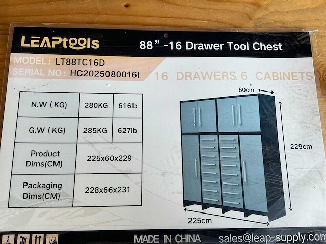 Leap lt88tc16d werkplaatsmeubilair - afbeelding 6 van  7