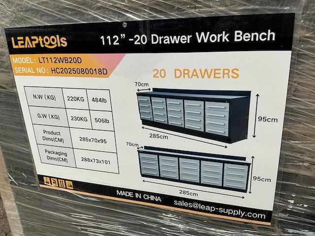 Leaptools lt 112 20 drawers werkbank - afbeelding 7 van  8