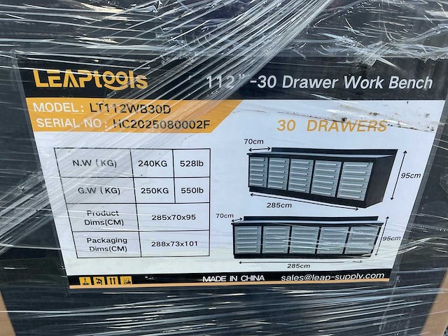 Leaptools rvs 30 drawer werkbank - afbeelding 3 van  6