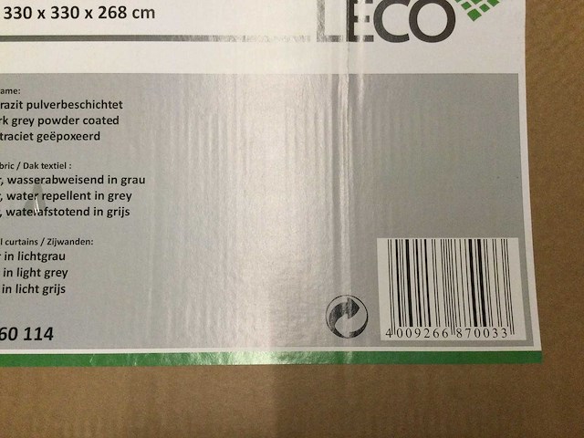 Leco - milena - paviljoentent 330x330 grijs - afbeelding 7 van  8